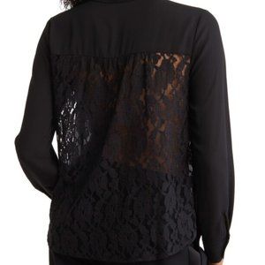 Pleione - Lace Back Long Sleeve Blouse - Size S